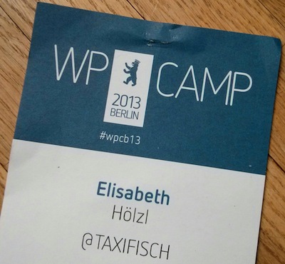 My badge at WPCamp Berlin 2013